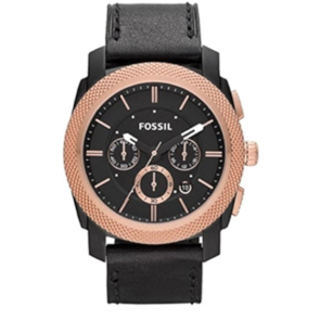 Watch strap Fossil FS4715 Leather Anthracite grey 24mm